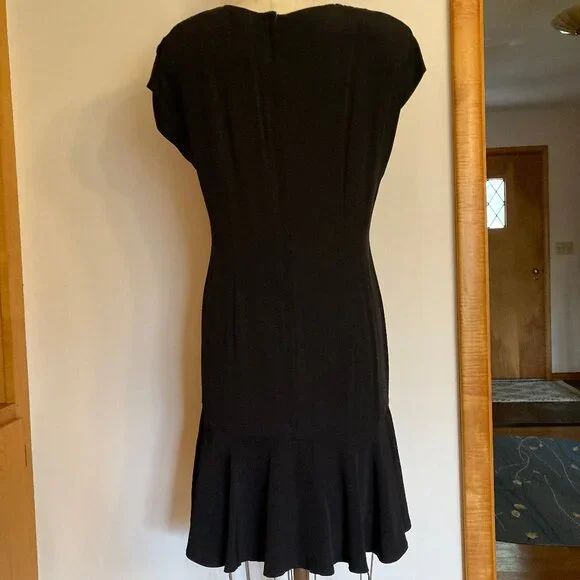 Sheri Martin Dress Cap Sleeves Fitted and Flared Lil Black Dress - Picture 8 of 8
